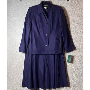 Harve Benard Skirt‎ Suit Set Women Top 10/Bottom 12 Purple Wool Blend Blazer NEW